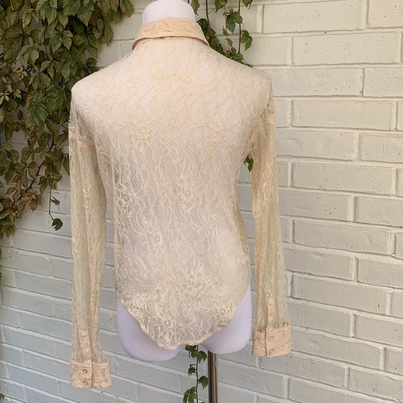 Free People Sheer Lace Top Boho Cream Size XS - Picture 4 of 11